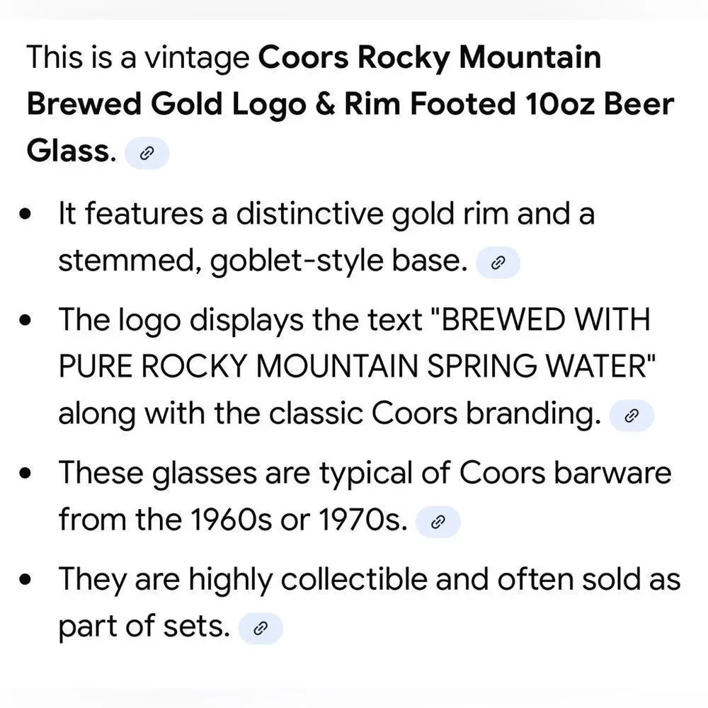 Coors Beer Bar Glass Pure Rocky Mountain Spring 12 Oz Clear Gold Rim 7 In Tall